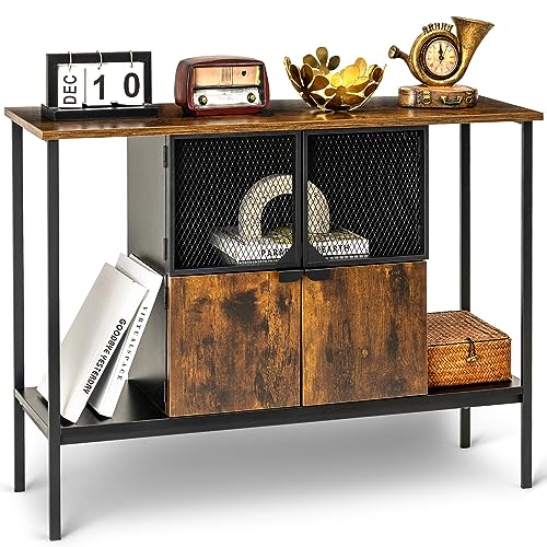 Tektalk Konsolentisch Sofatisch Beistelltisch Eingangstisch für Flur Eingangsbereich Wohnzimmer (Rustikal Braun) von Tektalk