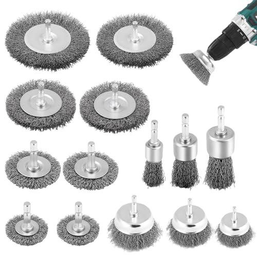 14-Teilig Drahtbürste Bohrmaschine, Drahtbürsten Set 1/4 Zoll Sechskant-Schaft zum Entrosten, Entzundern, Aufrauen und Reinigen, Grob, Gewellt, vielseitige Anwendungsmöglichkeiten 14-Teilig Drahtbürste Bohrmaschine, Drahtbürsten Set 1/4 Zoll Sechskant-Schaft zum Entrosten, Entzundern, Aufrauen und Reinigen, Grob, Gewellt, vielseitige Anwendungsmöglichkeiten von Tel Charme *