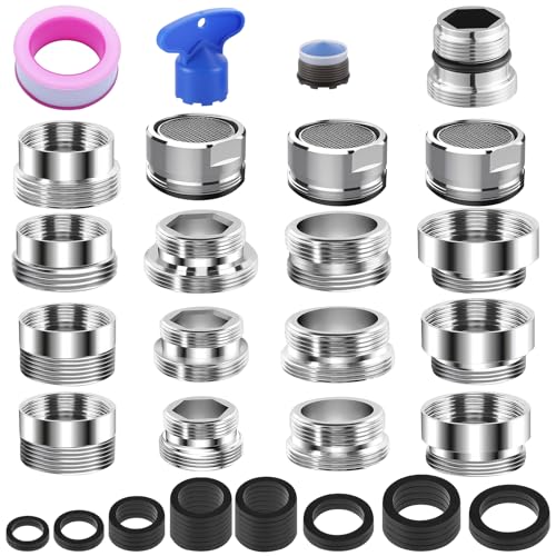 20er Pack Wasserhahn Adapter Set Wasserhahnadapter mit Dichtungen Messing Gewindeadapter für für Wasserfilter, WasserhahnLuftsprudler WasserhahnSieb, Adapter für Gartenschlauch Spülb von Tel Charme *