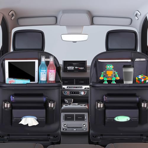 Rückenlehnenschutz Organizer, Auto Organizer, Autositz organizer mit Tischhalter, Auto Rückenlehne Schutz Unterstützung mit Multi Pocket Organisator von Tel Charme *