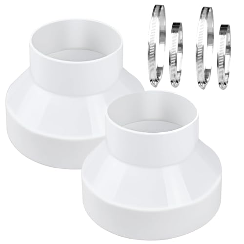 Reduzierstück Kanalreduzierer, PVC-Kanaladapter, PVC-Reduzierstuck/Erweiterer, mit 2 Schlauchschellen, geeignet für Lüftungssysteme (2 Set：150mm auf 100mm) von Tel Charme *