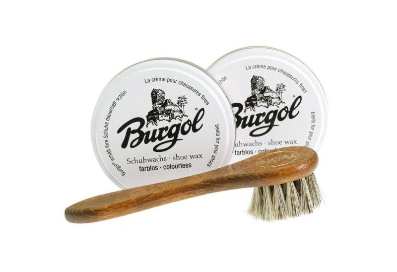 TelMo Doppelpack Burgol Schuhwachs 100ml mit TelMo Cremebürste Schuhcreme von TelMo