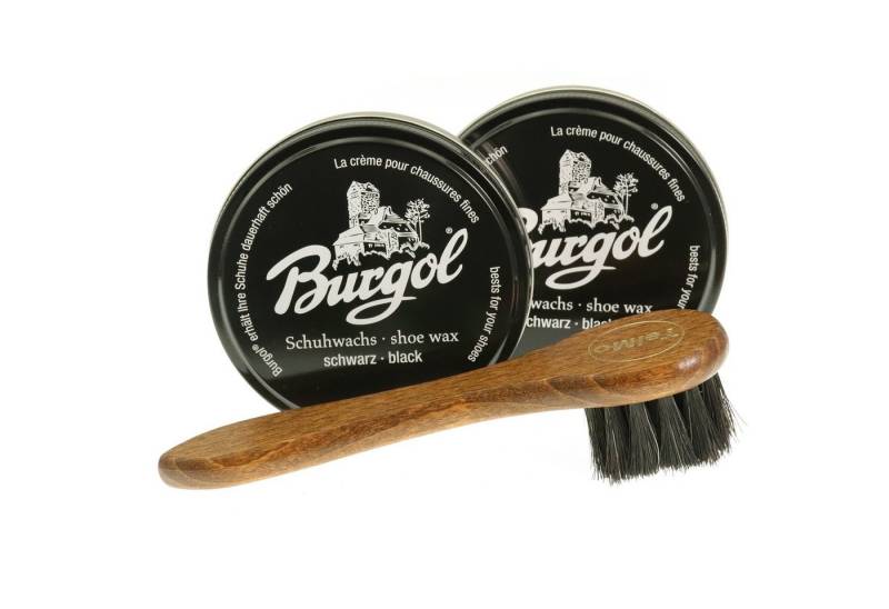 TelMo Doppelpack Burgol Schuhwachs 100ml mit TelMo Cremebürste Schuhcreme von TelMo