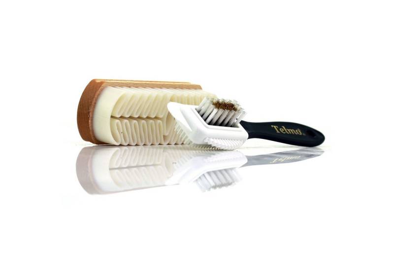 TelMo Set Wildlederbürste Raulederbürste Nubukbürste Krepp Messing/Nylon Lederpflegeset von TelMo