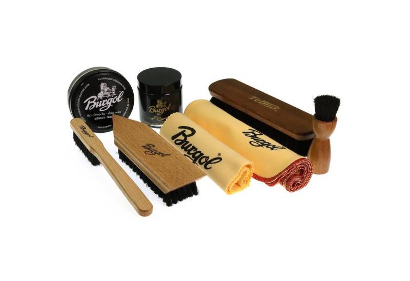 TelMo kleines Bürsten- und Schuhpflegekit Schwarz Pomade und Schuhwachs Lederpflegeset von TelMo