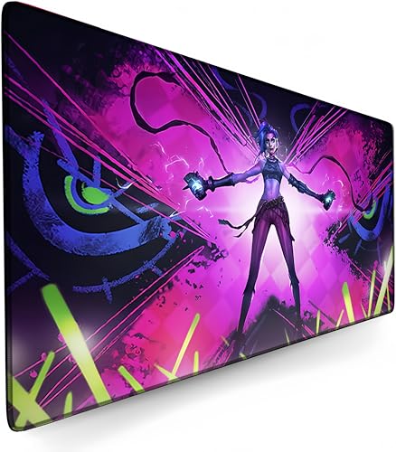 Telabakolu League of Legends Arcane Mauspad Anime | XXL | Gaming Anime Large Mouse Pad Schwarz mit rutschfester Gummibasis und strukturierter Oberfläche perfekt für Computer und PC (800 x 300 mm) von Telabakolu