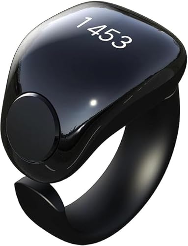 Tasbih Zikr Smart Ring, Adjustable Counter, 2 Sizes (18 and 20mm), APP Support Digital Counter Prayer Reminder Ring, Waterproof 4 Digit Finger Counter Zikr Ring for Muslims (Black) von Telawah