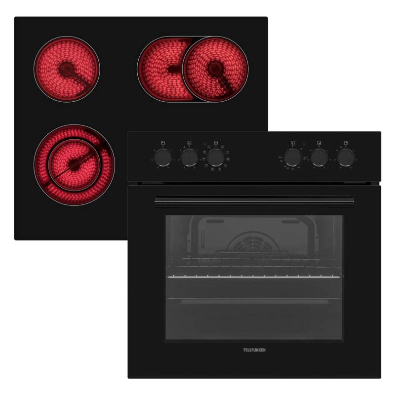 Telefunken Einbauherd-Set Backofen mit Grill und Umluft 65 Liter Hot-Air-Shield Vap-Clean ECHS65A-B2 von Telefunken