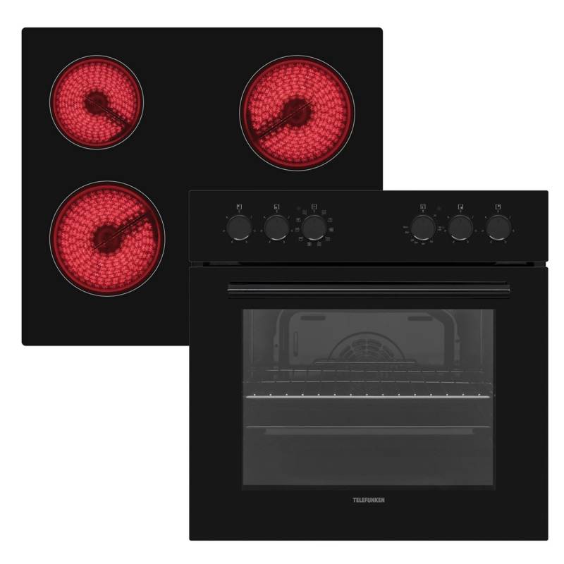 Telefunken Einbauherd-Set Backofen mit Grill und Umluft 65 Liter Vap-Clean ECH65A-B2 von Telefunken