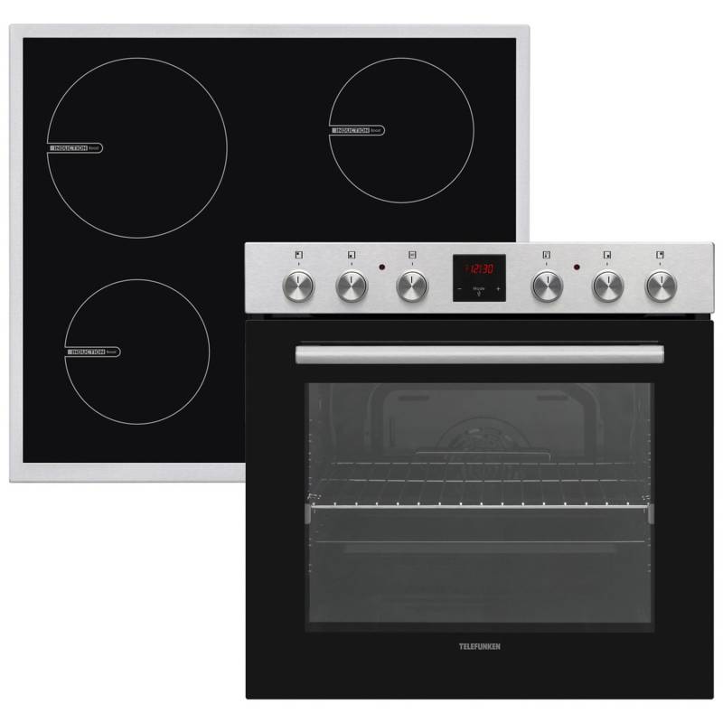 Telefunken Einbauherd-Set Backofen mit Induktionskochfeld 4 Zonen Teleskopauszug 78 Liter B-HS-75-I-I von Telefunken
