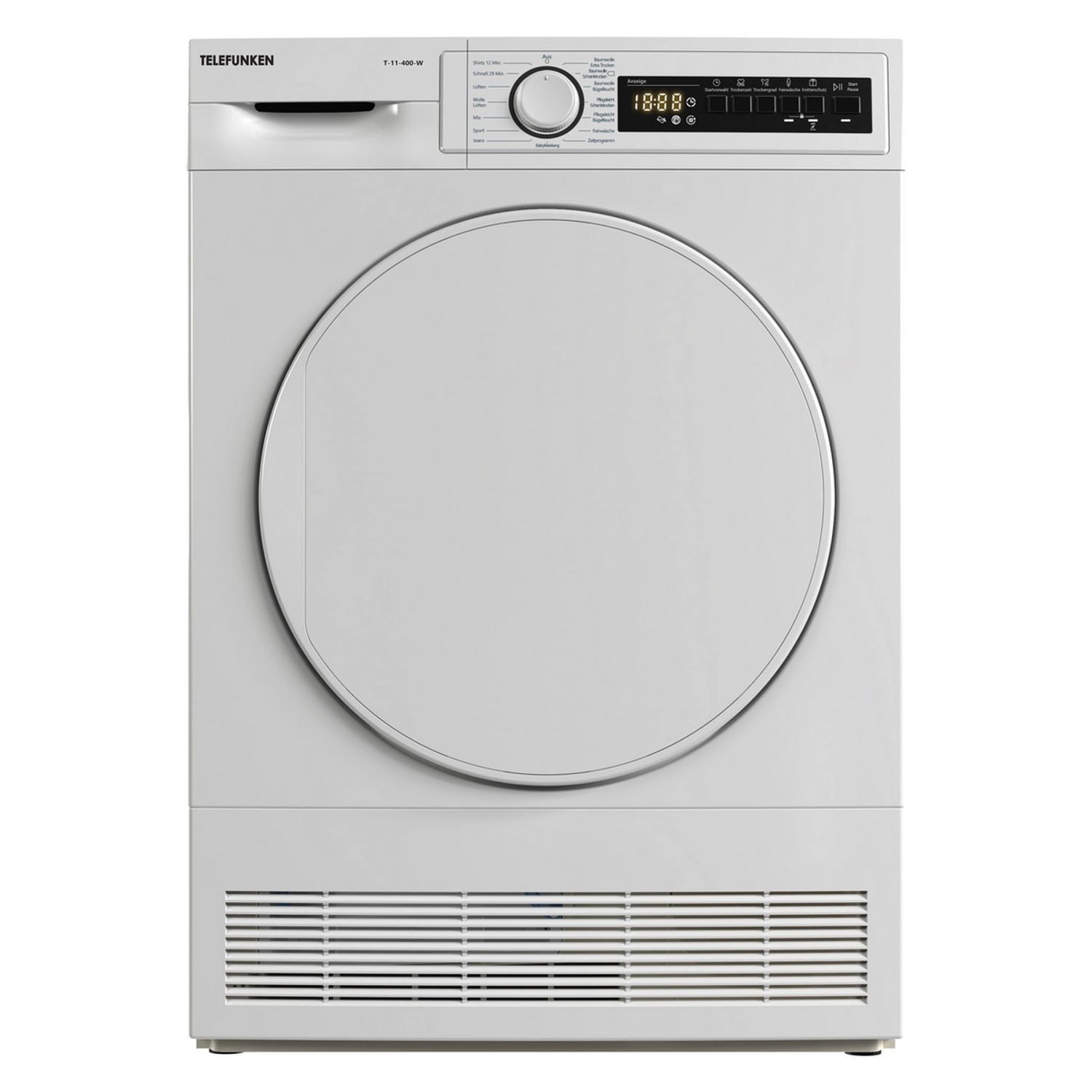Telefunken Kondenstrockner 7kg mit 15 Programmen Knitterschutz Startzeitvorwahl T-11-400-W Telefunken Kondenstrockner 7kg mit 15 Programmen Knitterschutz Startzeitvorwahl T-11-400-W von Telefunken