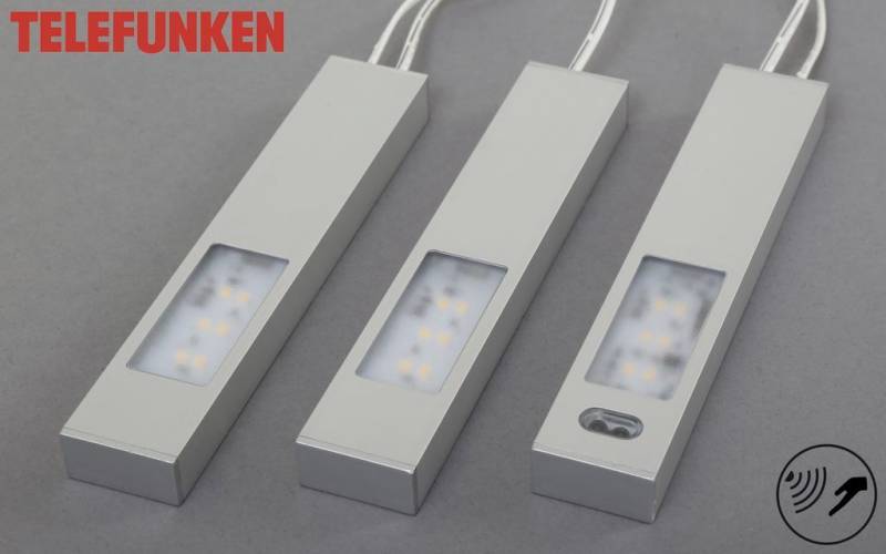 Telefunken LED Unterbauleuchten Thot 16 cm 3er Set, Sensor, aluminiumfarben von Telefunken