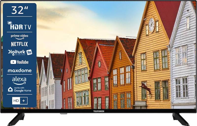 Telefunken Lcd Tv Fernseher 32 Zoll 80 Cm Dvb C Dvb S2 Dvb T2 Hd Ready Schwarz   B-Ware von Telefunken
