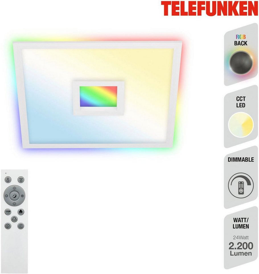 Telefunken Panel CCT LED Panel CENTERBACK, Deckenleuchte, RGB, Backlight, CCT, inkl. Fernbedienung, dimmbar von Telefunken