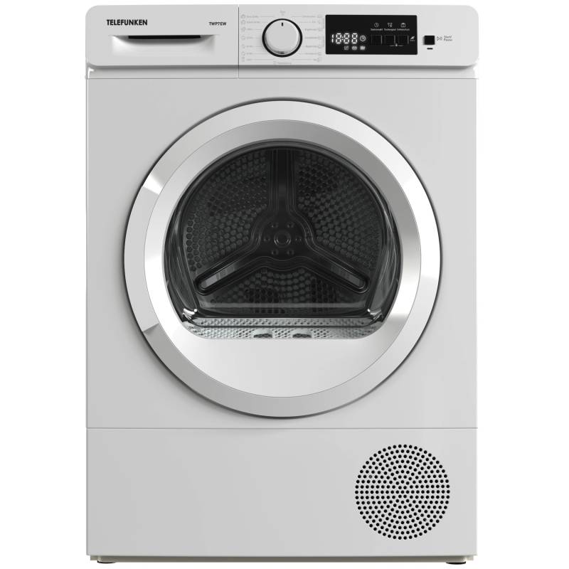 Telefunken Wärmepumpentrockner 7 kg Trockner Frontlader Wäschetrockner Knitterschutz Startzeitvorwahl Leise TWP7EW von Telefunken