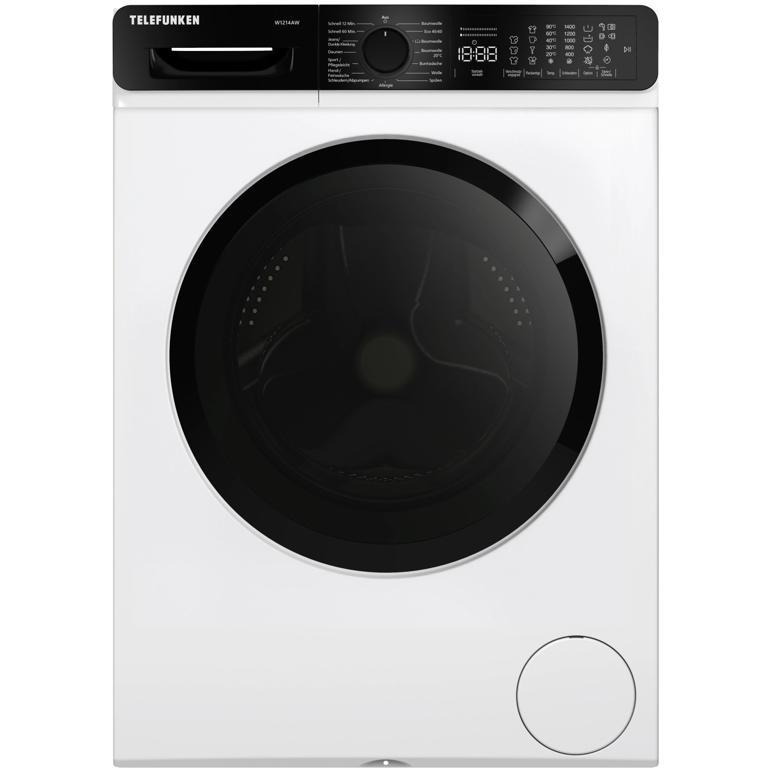 Telefunken Waschmaschine 12kg Frontlader 1400 U/Min. Inverter Motor AquaStop Schontrommel W1214AW Weiß von Telefunken