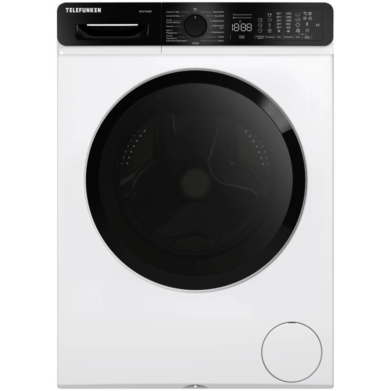 Telefunken Waschmaschine 12kg Frontlader 1400 U/Min. Inverter Motor AquaStop Schontrommel W1214AW Weiß von Telefunken