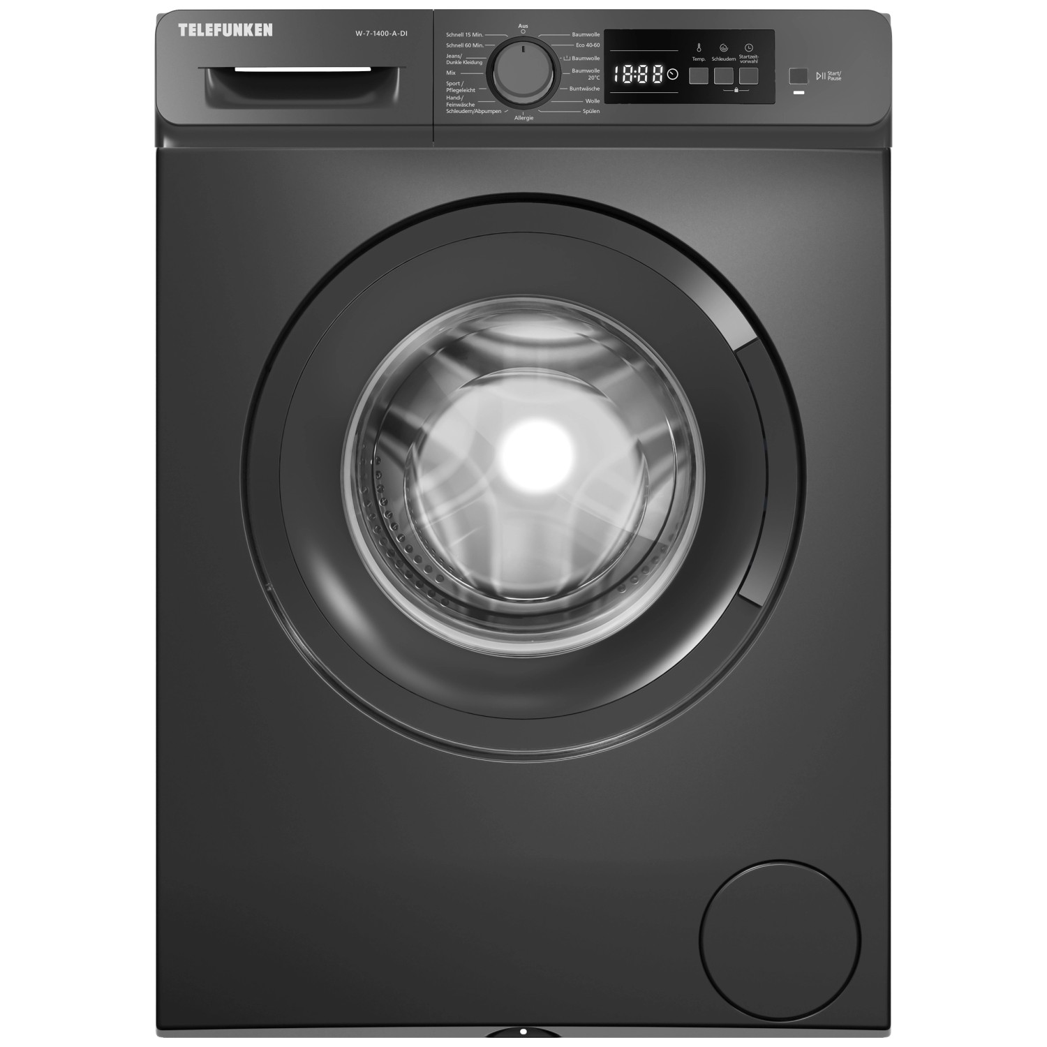 Telefunken Waschmaschine 7kg Frontlader 1400 U/Min Inverter Motor AquaStop Schontrommel Dark Inox W-7-1400-A-DI Telefunken Waschmaschine 7kg Frontlader 1400 U/Min Inverter Motor AquaStop Schontrommel Dark Inox W-7-1400-A-DI von Telefunken