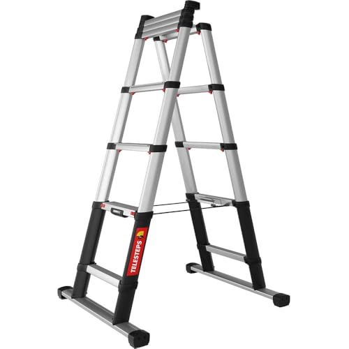 Teleskopleiter 2,3m mit 3-in-1 Funktion von TELESTEPS I Made in Sweden I Combi Line I Multifunktions-Bockleiter mit patentierten Premium Design I Anti-Rutschprofil I EN 131 I 7423-681 von Telesteps