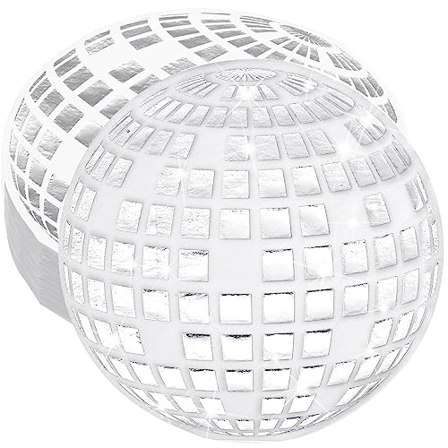 100 Stück Disco-Servietten Discokugel Servietten Disco Party Supplies Silber Einweg Cocktail Disco Party Serviette für Disco Hochzeit Geburtstag Party Picknick Abendessen von Teling