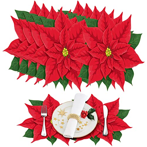 Weihnachtliche Papier-Tischsets, Weihnachtsstern, Blume, Schneemann, Platzsets für Zuhause, Urlaub, Tischdekoration, 36 Stück von Teling