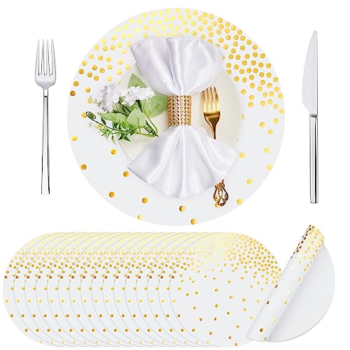 Teling Papier-Tischsets, Einweg-Tischsets, Goldfolie, Tischsets, Partydekorationspapier für Hochzeit, Geburtstag, Esszimmer, Küche, Babyparty, Party, Dekoration, Gold, rund, 100 Stück von Teling