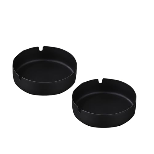 Aschenbecher, 2er-Pack Aschenbecher aus Edelstahl mit 8 cm Durchmesser, moderner tragbarer Zigarettenaschenbecher, geeignet für den Außen- und Innenbereich (Schwarz) von Telituny