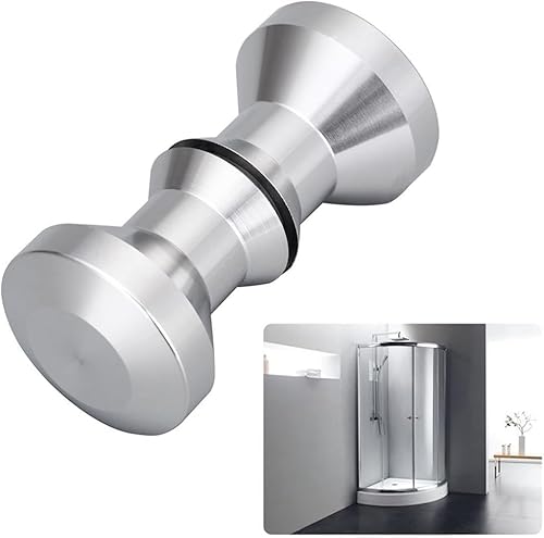 Edelstahl Duschtürknopf, 2pcs Glastürgriffe Duschtürgriffe Beidseitig Duschtür Griff Schiebetür Türknöpfe Runde Door Knob, Badezimmer-Türgriff mit Schraube für Dusche Glastüren oder Büro-Schiebetüren von Telituny