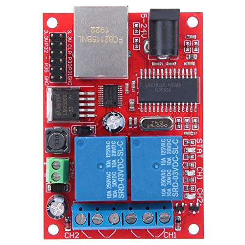 2 Kanal Relais Modul, DC5V-24V LAN Ethernet Relaisplatine Controller-Modul, Hochwertiger 2-Wege-Relaisplatinen-Verzögerungsschalter, zum Austausch Leiterplatte Webserver-Elektroniksatzes 2 Kanal Relais Modul, DC5V-24V LAN Ethernet Relaisplatine Controller-Modul, Hochwertiger 2-Wege-Relaisplatinen-Verzögerungsschalter, zum Austausch Leiterplatte Webserver-Elektroniksatzes von Telituny