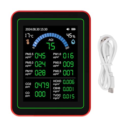 Telituny 18-in-1 Luftqualitätsmessgerät, Professioneller CO2/HCHO/TVOC/PM2.5 Detektor mit 2,8" Farbdisplay, 2000mAh Akku für Innenraumluft Telituny 18-in-1 Luftqualitätsmessgerät, Professioneller CO2/HCHO/TVOC/PM2.5 Detektor mit 2,8" Farbdisplay, 2000mAh Akku für Innenraumluft von Telituny
