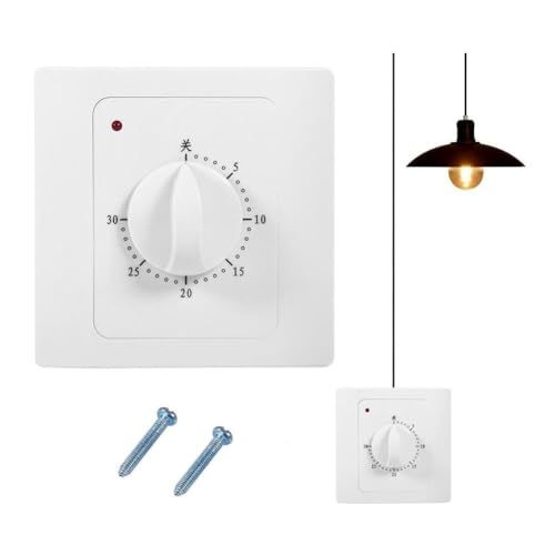 Telituny Countdown Timer Schalter, AC 220V 10A 30Min Digital Zeitschaltuhr Unterputz, High Power Pumptimer Mechanische Zeitschaltuhr Countdown Timer Steckdose Control für Haushalt- 2200W - Weiß von Telituny