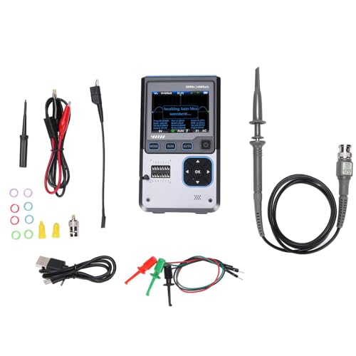 Telituny DSO-TC4 Handoszilloskop, 10MHz Bandbreite 4s mit Signalgenerator & Transistortester, 2,8" Farbdisplay, Tragbares Multifunktions-Messgerät von Telituny