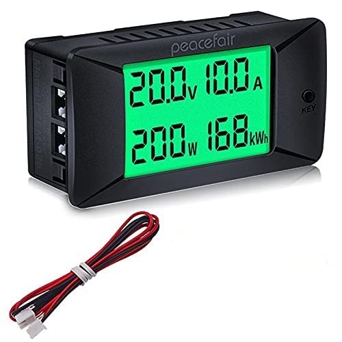 Telituny Digital Volt Amp Watt Meter, DC 0~300V Amperemeter Voltmeter Batterietester, Smart Shunt Leistung Energie Wattmeter Strommesser für Batterie Autos RV Solar System Schaltungsschutz(300A) von Telituny