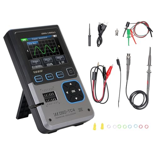 Telituny Digitales Oszilloskop, 3-in-1, tragbares Oszilloskop, 10 MHz, 48 Ms/S, mit Komponenten-Tester und Signalgenerator, Farbanzeige 2,8 Zoll, Eingang 400 V, USB-Ladegerät C von Telituny