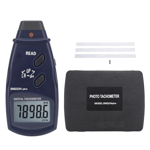 Telituny Digitales Tachometer, 2-in-1 Optischer & kontacts Drehzahlmesser 2,5-99.999U/min, ±0,05% Genauigkeit, LCD Display, 50-500mm Messabstand für Motoren, Industrieanlagen von Telituny