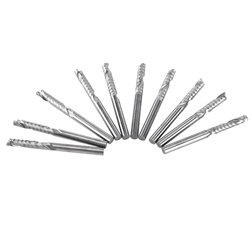 Telituny Einlippen Fräser 4mm Set, Wolframkarbid Fräser für Holz Acryl Kunststoff, 10 Stück Einzahn Fräswerkzeuge mit 22mm Schnittlänge, CNC Fräser für Weichmaterialien von Telituny