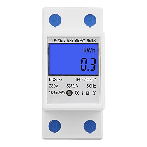 Telituny Einphasen Stromzähler, DIN-Schienen Energiezähler mit LCD Display, 5-32A 230V Digitaler Stromverbrauchsmesser, kWh Spannung Leistungsmesser für Haushalt und Gewerbe Telituny Einphasen Stromzähler, DIN-Schienen Energiezähler mit LCD Display, 5-32A 230V Digitaler Stromverbrauchsmesser, kWh Spannung Leistungsmesser für Haushalt und Gewerbe von Telituny