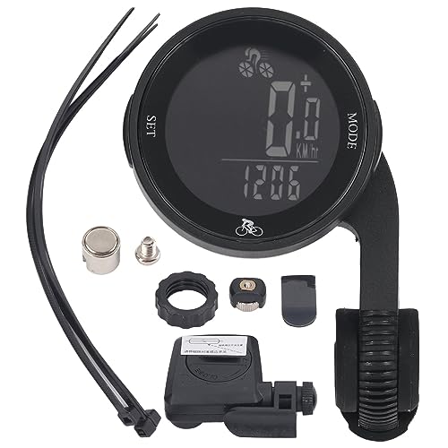 Telituny Fahrradtacho, Fahrradcomputer, Geschwindigkeitsschrittfrequenzsensor, LED-Hintergrundbeleuchtung, Großer Bildschirm, Kabelloser Fahrrad-Tachometer, Kilometerzähler Mit Halterung von Telituny