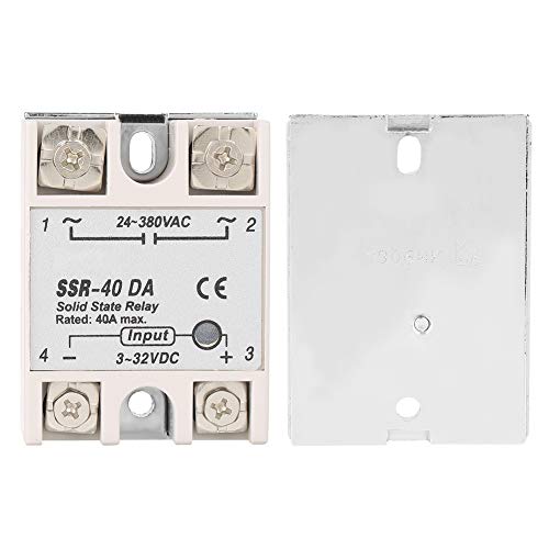Telituny SSR-40DA Solid State Relais, DC-AC 40A Einphasig SSR Relais Halbleiterrelais Modul Schaltrelais Eingang 3-32V DC Ausgang 24-380V AC für Industrielle Automatisierungsprozesse (SSR-40DA) von Telituny
