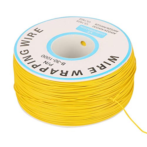 Telituny Kabel 30AWG, 1 Rolle 0,25mm Verzinnter Kupferkabel Wickeldraht Stromkabel, 200m Isolierte Einzeladern Leiterplattendraht PCB Drähte Kabel für Laptop Matherboard Elektronische Tests (Gelb) von Telituny