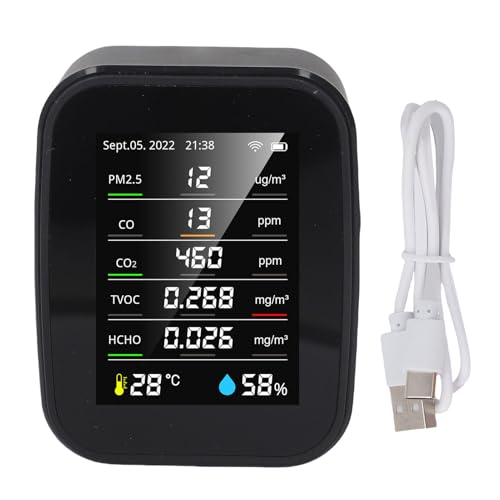 Telituny Luftqualitätsmessgerät, Raumluft Monitor für PM2.5 HCHO TVOC, Temperatur & Feuchtigkeit Messgerät mit Farbdisplay, 2000mAh Akku, Typ-C Ladung für Zuhause, Büro, Klassenzimmer Telituny Luftqualitätsmessgerät, Raumluft Monitor für PM2.5 HCHO TVOC, Temperatur & Feuchtigkeit Messgerät mit Farbdisplay, 2000mAh Akku, Typ-C Ladung für Zuhause, Büro, Klassenzimmer von Telituny