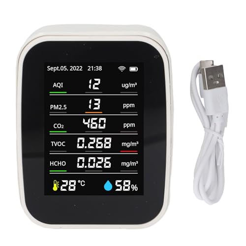 Telituny Luftqualitätsmonitor, Raumluft Messgerät für HCHO TVOC PM2.5, Temperatur & Feuchtigkeit Detektor mit Farbdisplay, 1200mAh Akku, Typ-C Ladung für Zuhause, Büro, Klassenzimmer Telituny Luftqualitätsmonitor, Raumluft Messgerät für HCHO TVOC PM2.5, Temperatur & Feuchtigkeit Detektor mit Farbdisplay, 1200mAh Akku, Typ-C Ladung für Zuhause, Büro, Klassenzimmer von Telituny