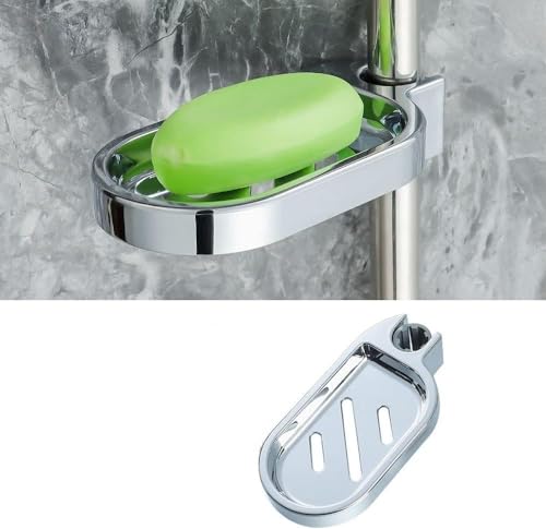 Telituny Duschstange Seifenschale mit Ablauf, Seifenhalter Dusche Seifenschale Duschseifenhalter Clip-on Badezimmer Gadget für Duschstange mit Durchmesser von 25mm von Telituny