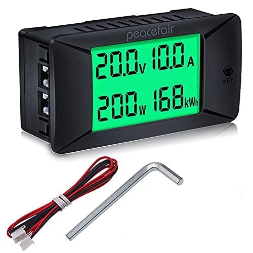 Telituny Stromzähler DC Digital Amperemeter Voltmeter Batterietester 0~300V/300A Power Energy Watt Meter(50A) von Telituny