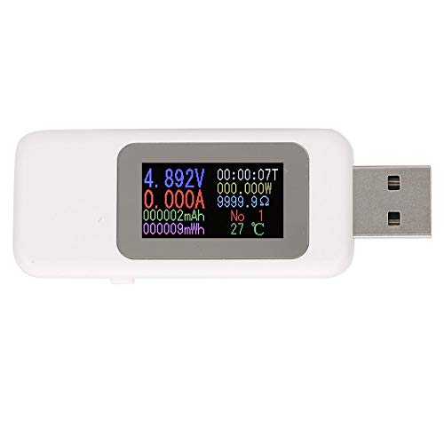 Telituny USB Tester Ladegerät Detektor-LCD-Anzeige USB Tester Ladegerät Detektor Digital Voltmeter Amperemeter Spannungsmesser DC4-30V(Weiß) von Telituny