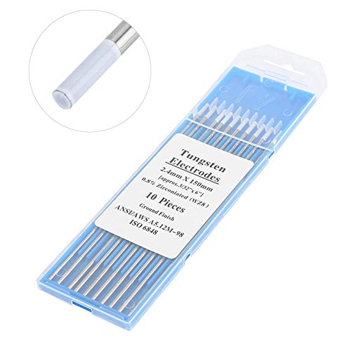 Telituny Wolfram Elektrode, 10 Stück Zirkonierte Tungsten Wolframelektrode Rod WIG Schweißelektroden AC-WIG-Schweißen WZ8 Wig Zubehör für AC Wig-Schweißen Wolfram Elektrode Nadel(2.4 * 150mm) von Telituny