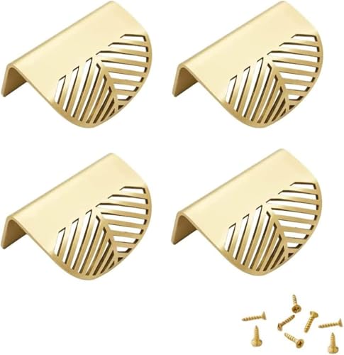 Blattform Möbelgriffe, 4pcs Verdeckt Möbelgriffe Gold Möbelknöpfe Kabinettgriffe Messing Geschwungener Muschelgriff Türgriffe Möbel für Kleiderschrank Badezimmer Kommode Home Office Hotel Tür Küche Blattform Möbelgriffe, 4pcs Verdeckt Möbelgriffe Gold Möbelknöpfe Kabinettgriffe Messing Geschwungener Muschelgriff Türgriffe Möbel für Kleiderschrank Badezimmer Kommode Home Office Hotel Tür Küche von Telituny