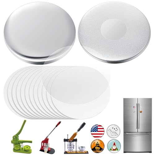 Tellegloww 52 Sets Magnet Button Maker 58 mm (ca. 2-1/4 Zoll) Metall Kühlschrankmagnet Zubehör Runde Abzeichen Pin Button Teile für Kühlschrank Büro Spind Whiteboard Maschine nicht im Lieferumfang von Tellegloww