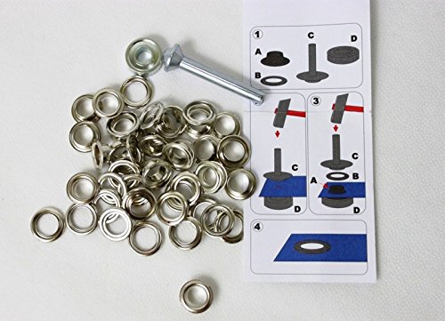 Telliswelt 100 Ösen mit Scheiben 14mm Silberfarben mit Werkzeug rostfrei Qualitätsprodukt von Telliswelt