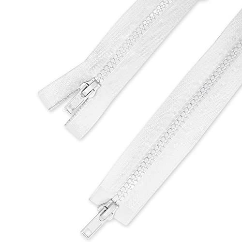 Telliswelt 2 Wege Reißverschluss - weiß - mit beidseitiger Öffnung - breite Kunststoffzähne - praktisch - 3,3 cm breit - 70 cm lang von Telliswelt